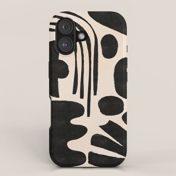 Abstract Mid-Century Modern Black and Beige Composition iPhone Case Gallery Image 1