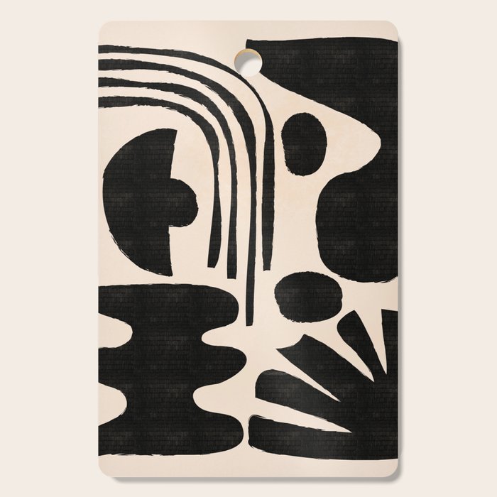 Abstract Mid-Century Modern Black and Beige Composition Cutting Board Gallery Image 1