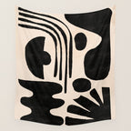 Abstract Mid-Century Modern Black and Beige Composition Wall Tapestry Gallery Image 4