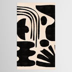Abstract Mid-Century Modern Black and Beige Composition Tablecloth Gallery Image 2