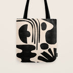 Abstract Mid-Century Modern Black and Beige Composition Tote Bag Gallery Image 1