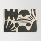 Abstract Mid-Century Modern Black and Beige Composition Rug Gallery Image 2