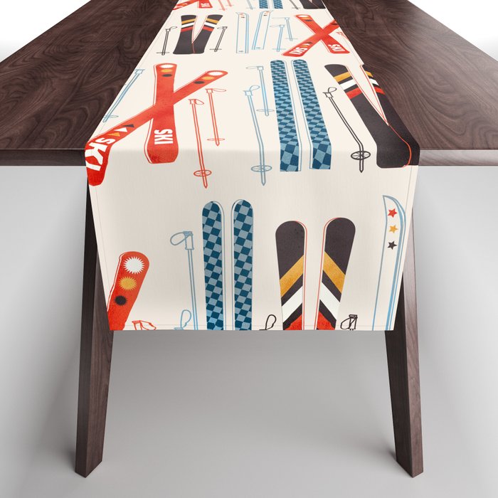 Retro Ski Illustration Table Runner Gallery Image 1