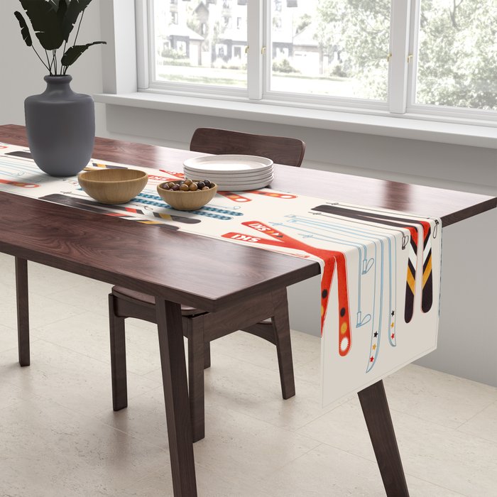Retro Ski Illustration Table Runner Gallery Image 2