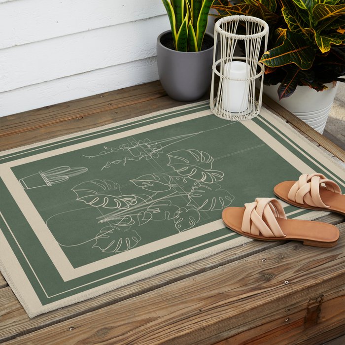 Minimal Window With Potted Plants 2 Outdoor Rug Gallery Image 2