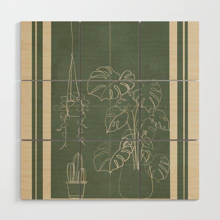 Minimal Window With Potted Plants 2 Wood Wall Art Gallery Image 1
