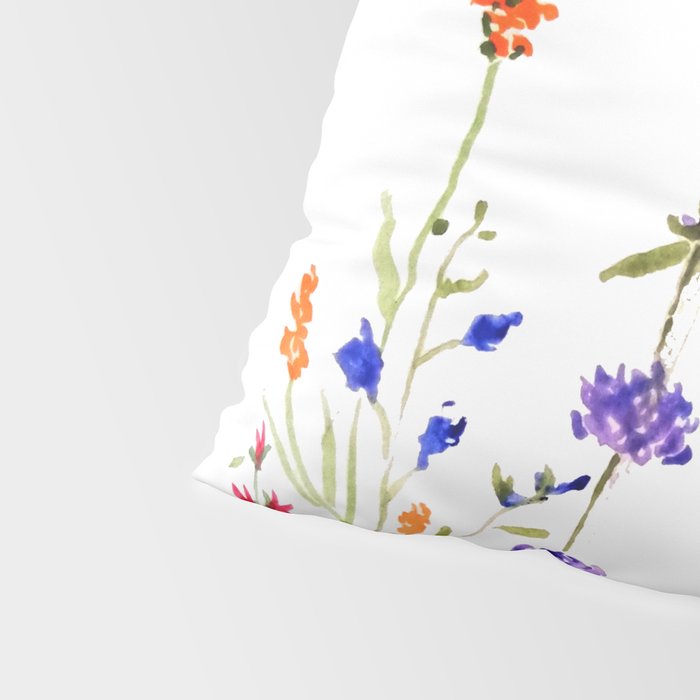 colorful wild flowers watercolor painting Pillow Sham Gallery Image 4