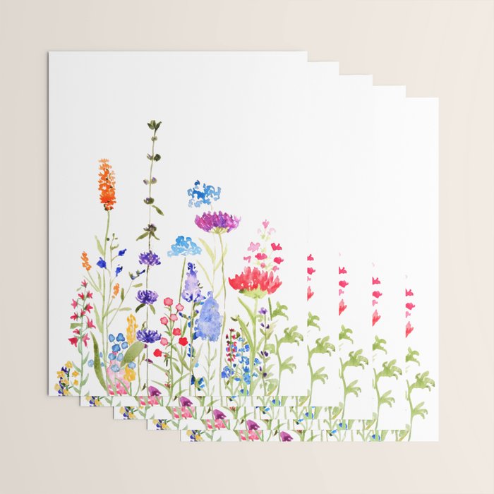 colorful wild flowers watercolor painting Wrapping Paper Gallery Image 3