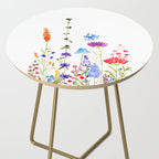 colorful wild flowers watercolor painting Side Table Gallery Image 2