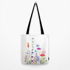 colorful wild flowers watercolor painting Tote Bag Gallery Image 2