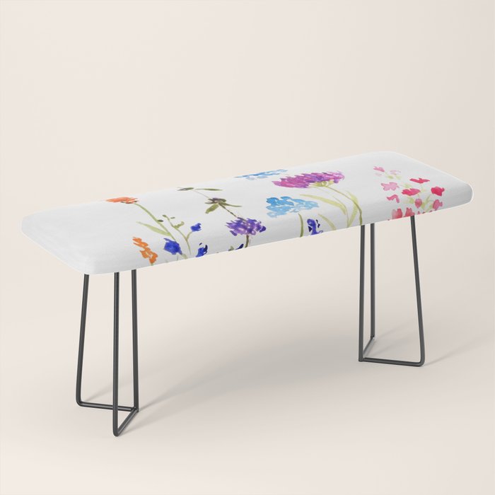 colorful wild flowers watercolor painting Bench Gallery Image 1