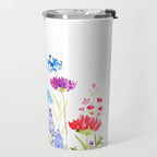 colorful wild flowers watercolor painting Travel Mug Gallery Image 2