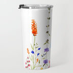colorful wild flowers watercolor painting Travel Mug Gallery Image 3