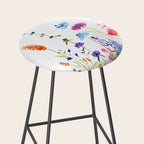 colorful wild flowers watercolor painting Stool Gallery Image 2
