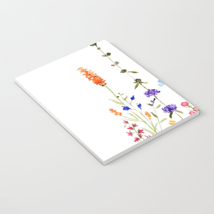 colorful wild flowers watercolor painting Notebook Gallery Image 3