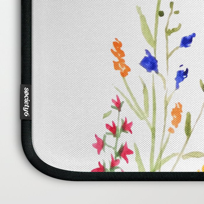 colorful wild flowers watercolor painting Laptop Sleeve Gallery Image 3