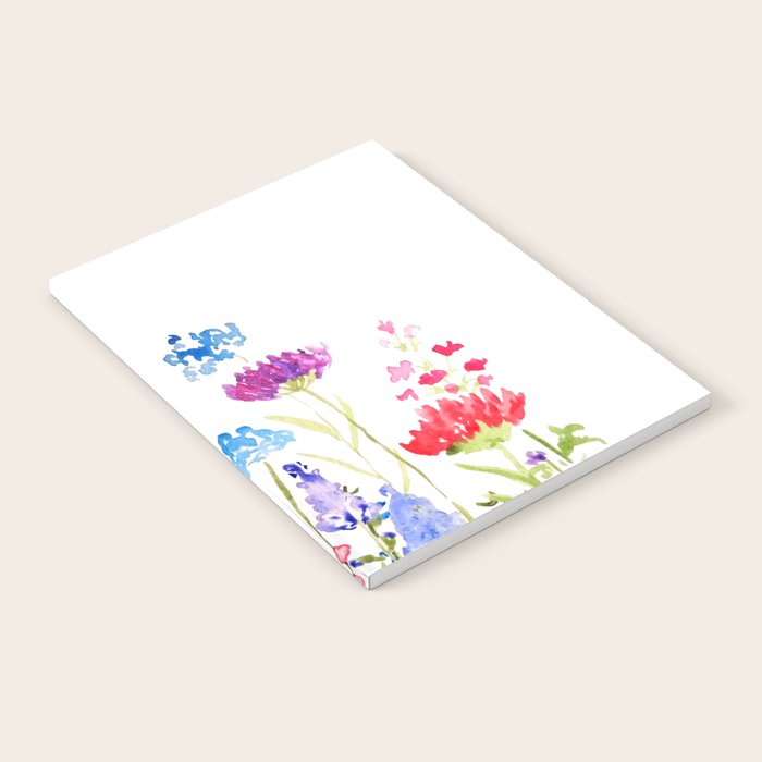 colorful wild flowers watercolor painting Notebook Gallery Image 2