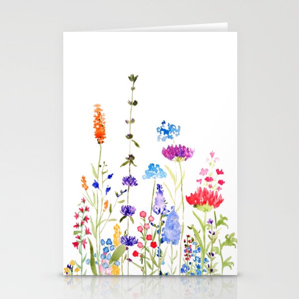 colorful wild flowers watercolor painting Stationery Card Gallery Image 2