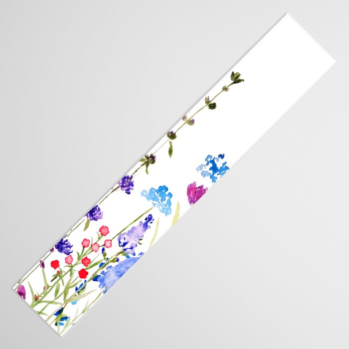 colorful wild flowers watercolor painting Table Runner Gallery Image 3