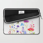 colorful wild flowers watercolor painting Laptop Sleeve Gallery Image 2