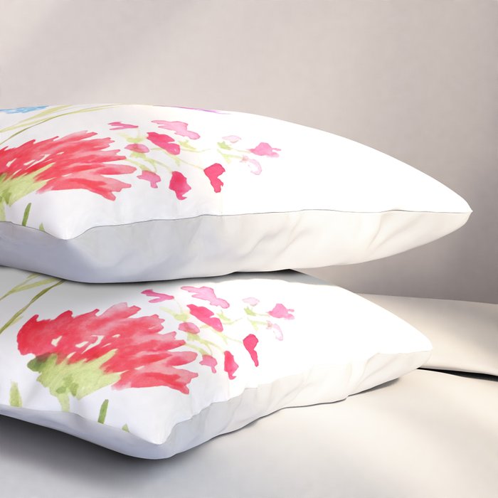 colorful wild flowers watercolor painting Pillow Sham Gallery Image 3