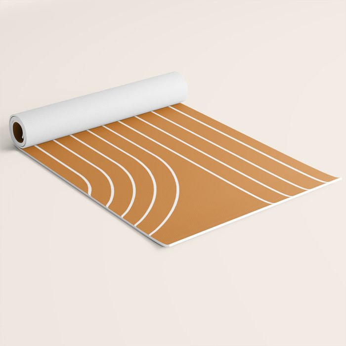 Minimal Line Curvature XCIII Bright 70s Orange Mid Century Modern Arch Abstract Yoga Mat Gallery Image 2