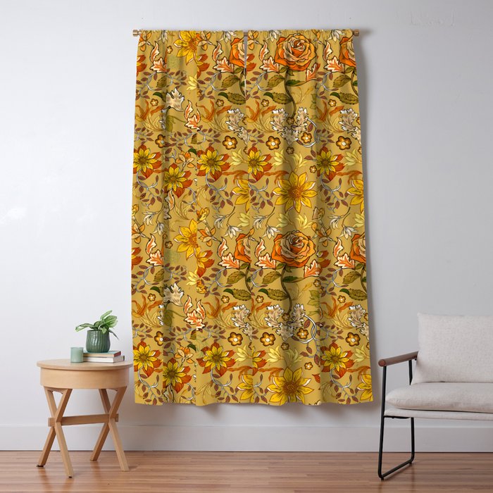 Rose vintage inpsired retro, warm colors 70s, boho Window Curtain Gallery Image 5