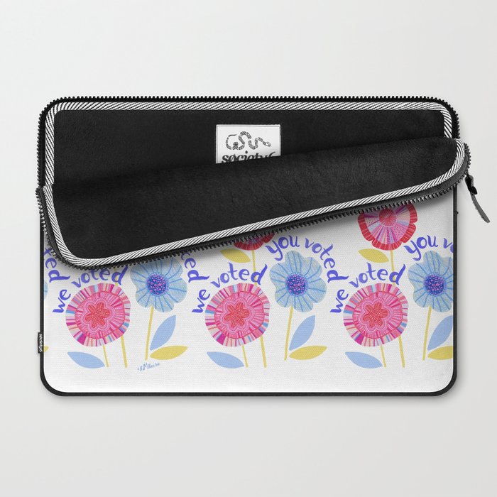 United We Grow - Vote | Floral in Red, Pink, & Blue Laptop Sleeve Gallery Image 2