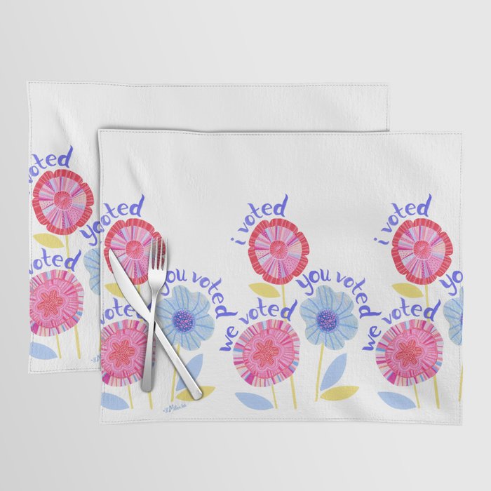 United We Grow - Vote | Floral in Red, Pink, & Blue Placemat Gallery Image 1