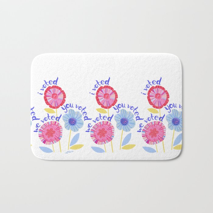 United We Grow - Vote | Floral in Red, Pink, & Blue Bath Mat Gallery Image 1
