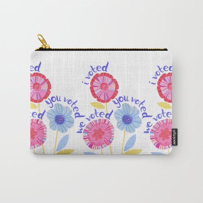 United We Grow - Vote | Floral in Red, Pink, & Blue Carry All Pouch Gallery Image 1