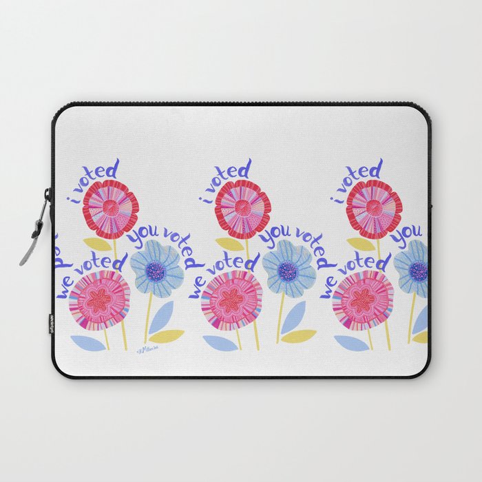 United We Grow - Vote | Floral in Red, Pink, & Blue Laptop Sleeve Gallery Image 1