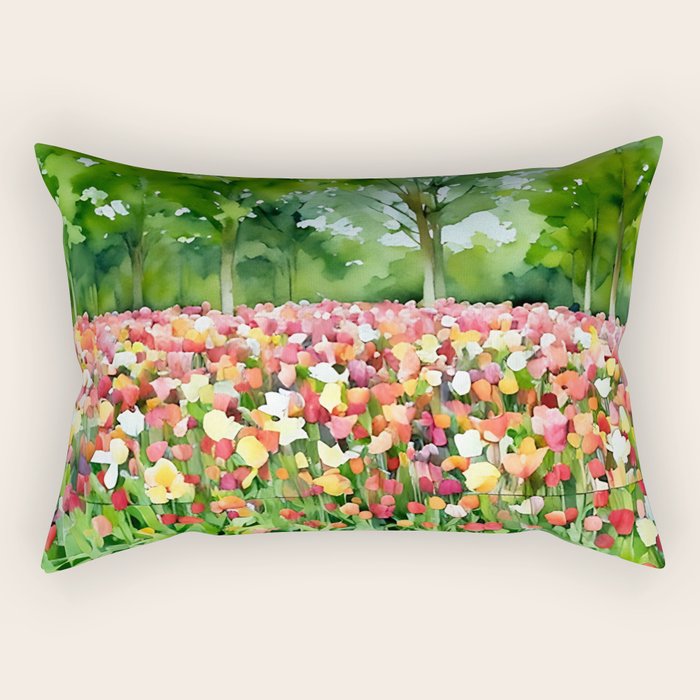 Colorful tulips field Rectangular Pillow Gallery Image 1
