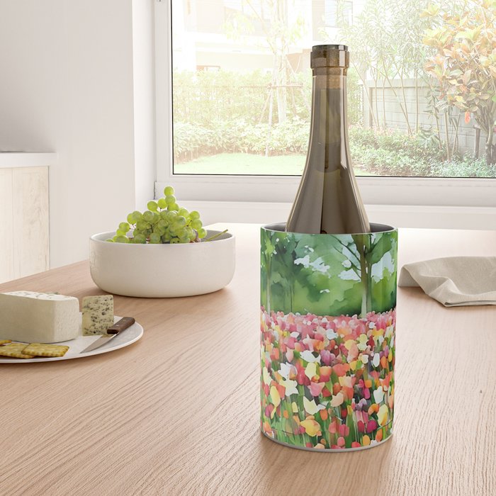 Colorful tulips field Wine Chiller Gallery Image 4