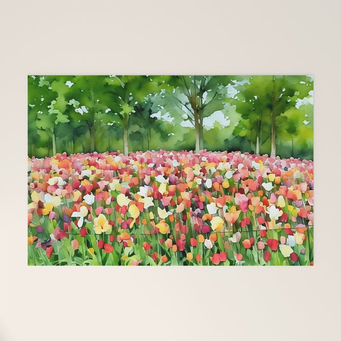 Colorful tulips field Welcome Mat Gallery Image 1