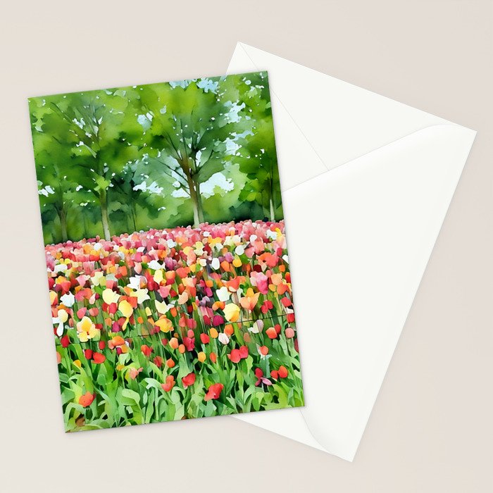 Colorful tulips field Stationery Card Gallery Image 2