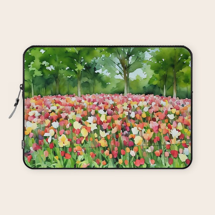 Colorful tulips field Laptop Sleeve Gallery Image 1