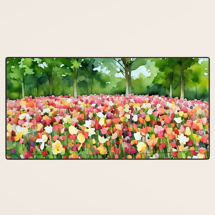 Colorful tulips field Desk Mat Gallery Image 3