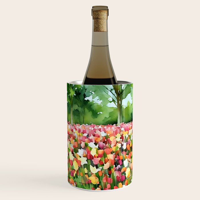 Colorful tulips field Wine Chiller Gallery Image 1