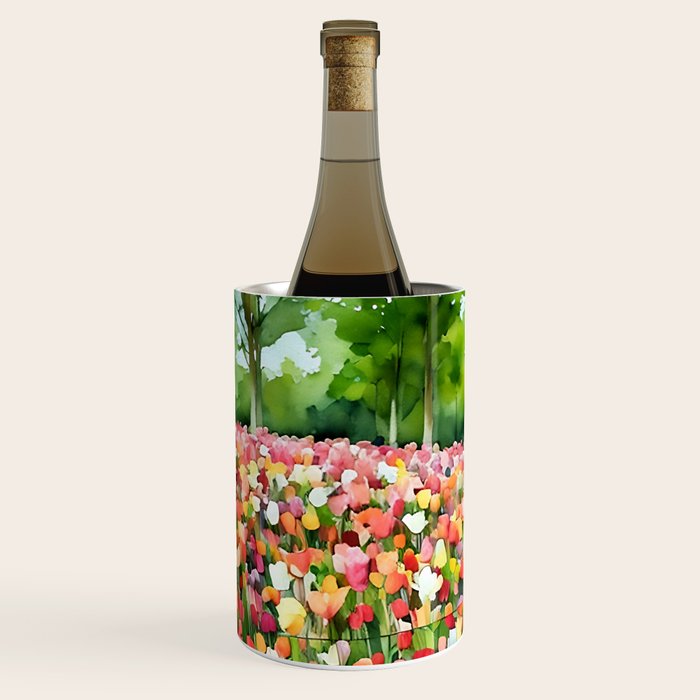 Colorful tulips field Wine Chiller Gallery Image 3