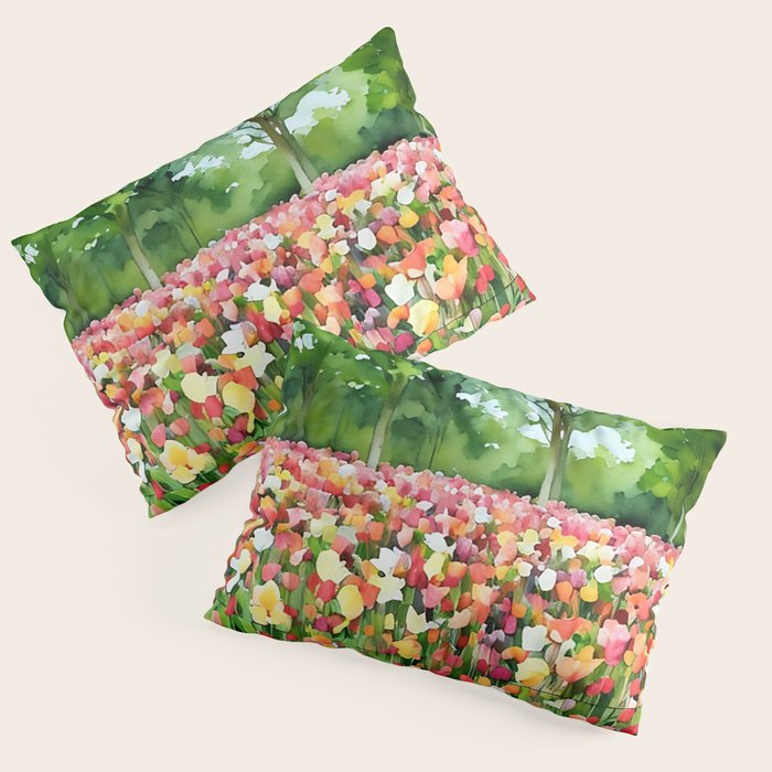 Colorful tulips field Pillow Sham Gallery Image 3