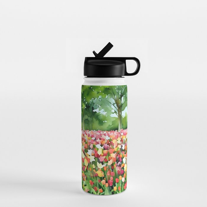 Colorful tulips field Water Bottle Gallery Image 1
