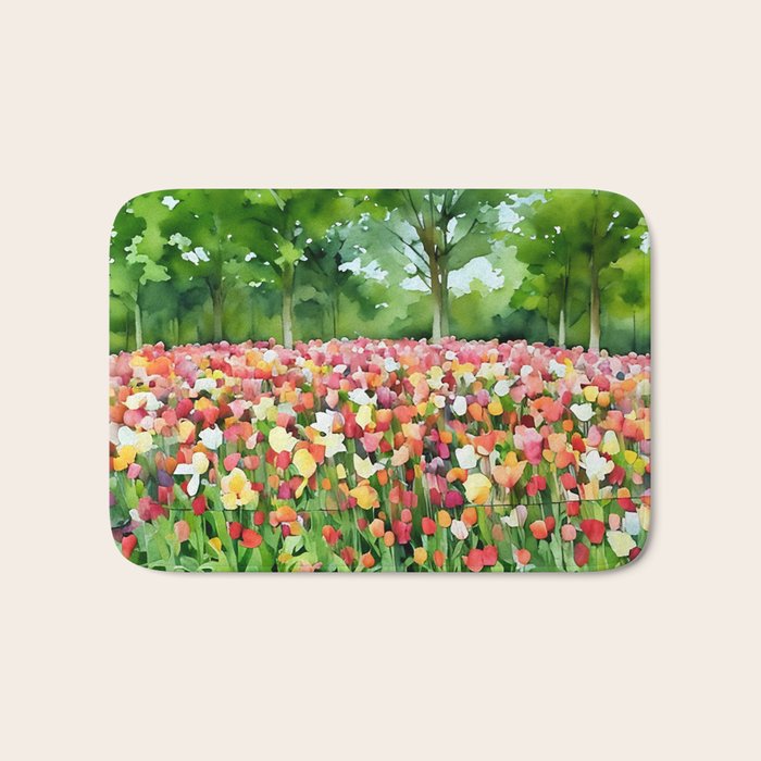 Colorful tulips field Bath Mat Gallery Image 1