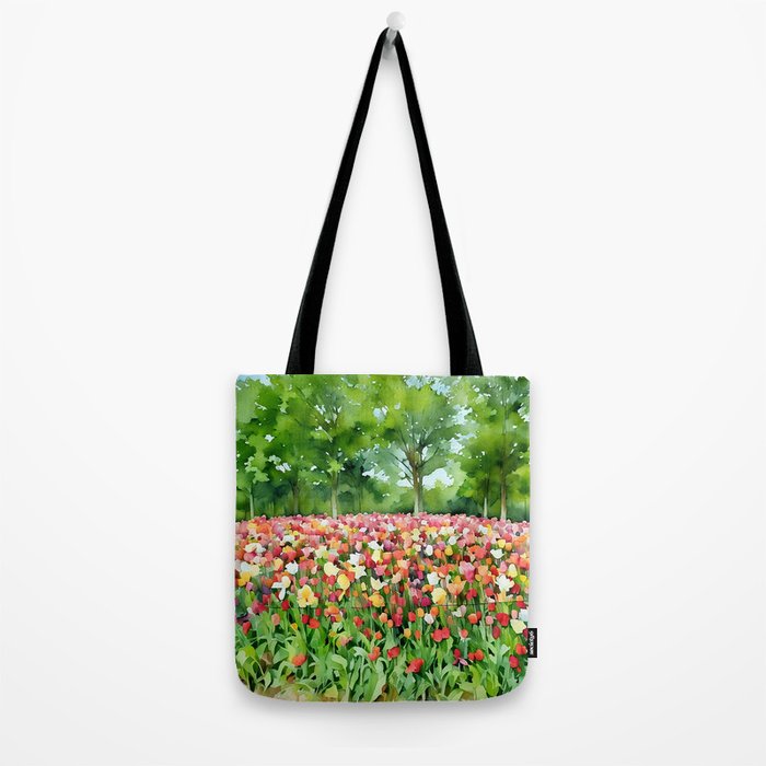 Colorful tulips field Tote Bag Gallery Image 2