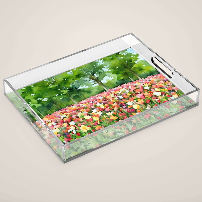 Colorful tulips field Acrylic Tray Gallery Image 1