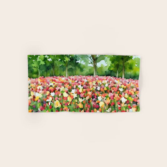 Colorful tulips field Bath Towel Gallery Image 1