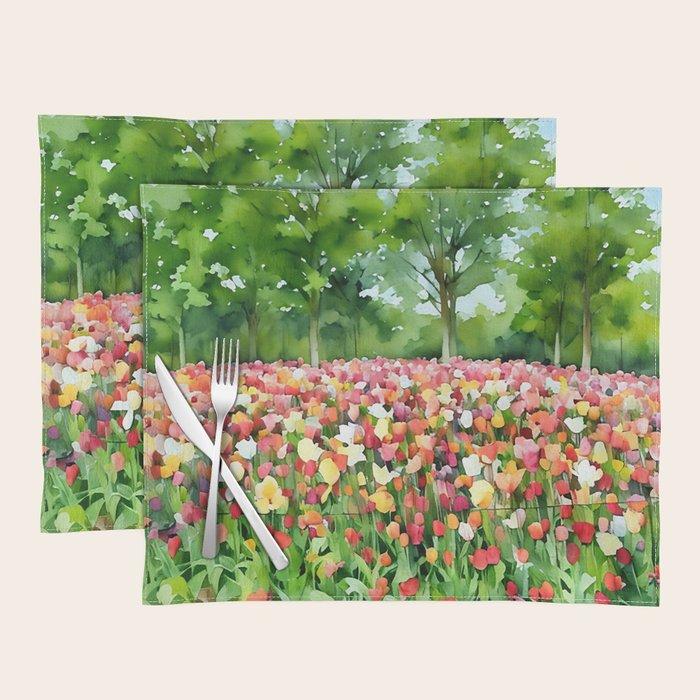 Colorful tulips field Placemat Gallery Image 1