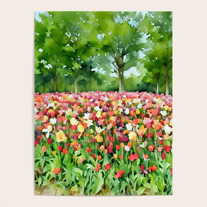 Colorful tulips field Poster Gallery Image 1