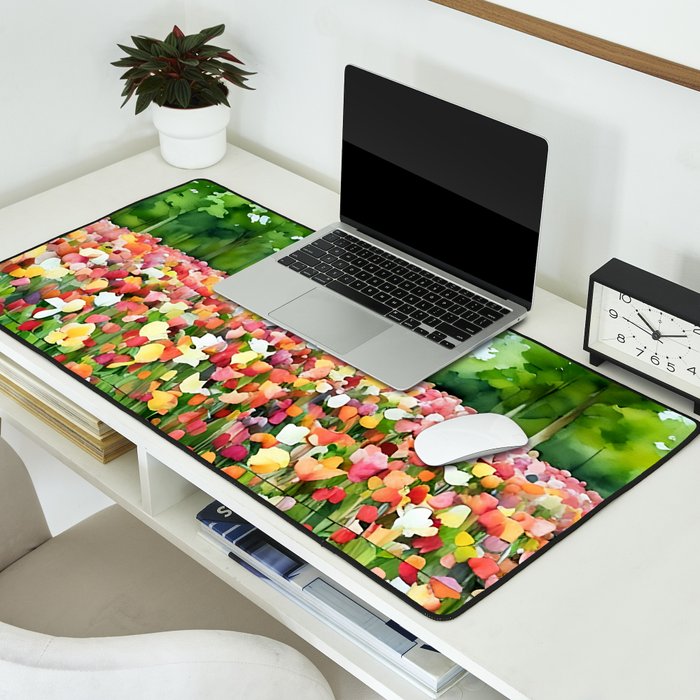 Colorful tulips field Desk Mat Gallery Image 2