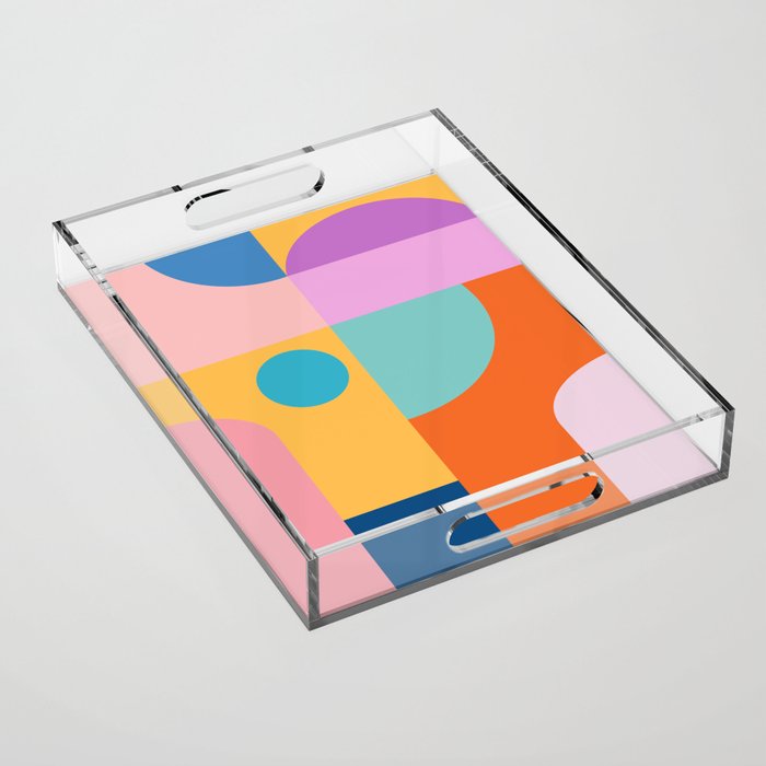 Playful Color Block Shapes in Bright Shades of Orange, Blue, Yellow, and Pink Acrylic Tray Gallery Image 1